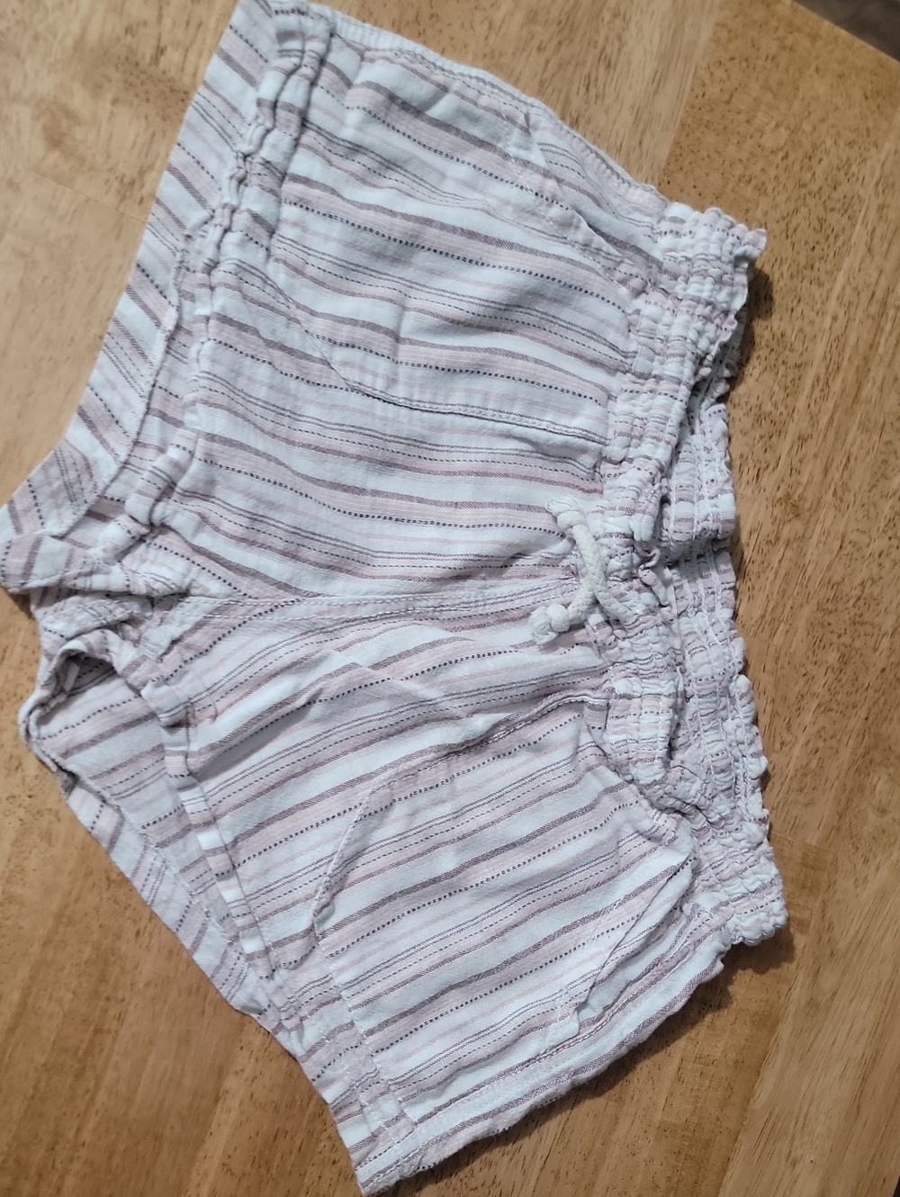 Light Pink Striped Women's Drawstring Shorts